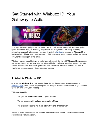 Get Started with Winbuzz ID: Your Gateway to Action