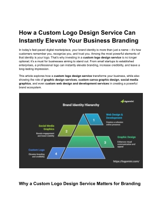 How a Custom Logo Design Service Can Instantly Elevate Your Business Branding