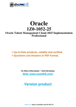 Oracle 1Z0-1052-25 Talent Management Cloud 2025 PDF | 120 Real Questions & 90-Da