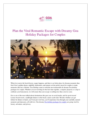 Plan the Viral Romantic Escape with Dreamy Goa Holiday Packages for Couples