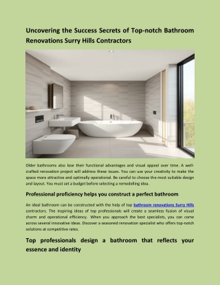 Uncovering the Success Secrets of Top-notch Bathroom Renovations Surry Hills Contractors