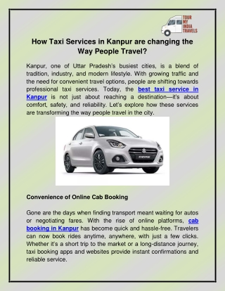 Best taxi service in Kanpur