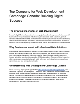 Top Company for Web Development Cambridge Canada_ Building Digital Success