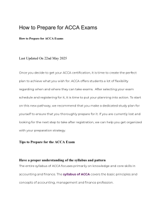 How to Prepare for ACCA Exams