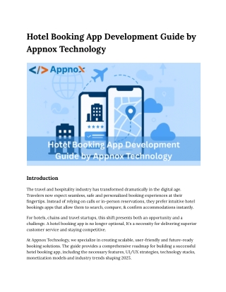 Hotel Booking App Development Guide by Appnox Technology
