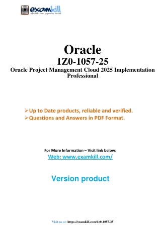 Oracle 1Z0-1057-25 Project Management Cloud 2025 PDF | 290 Real Questions   90-D