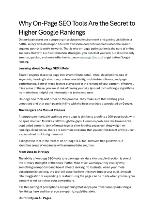 Why On-Page SEO Tools Are the Secret to Higher Google Rankings