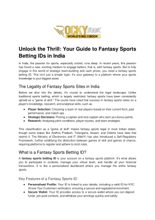 Unlock the Thrill_ Your Guide to Fantasy Sports Betting IDs in India