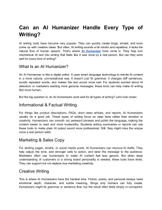 Can an AI Humanizer Handle Every Type of Writing_