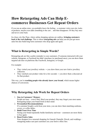 How Retargeting Ads Can Help E-commerce Businesses Get Repeat Orders