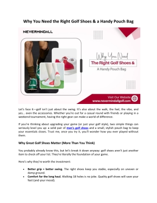 Why You Need the Right Golf Shoes & a Handy Pouch Bag - Nevermindall USA