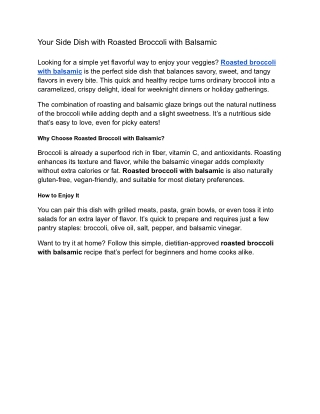 Roasted Broccoli with Balsamic – Easy & Healthy Side Dish Recipe