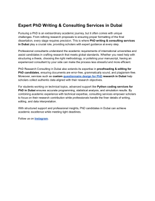 Expert PhD Writing & Consulting Services in Dubai