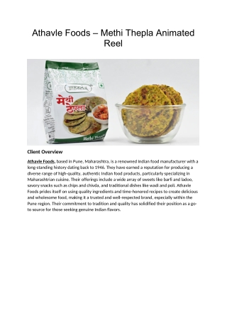 Athavle Foods – Methi Thepla Animated Reel