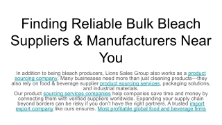 Finding Reliable Bulk Bleach Suppliers & Manufacturers Near You