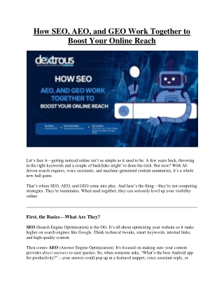 How SEO, AEO, and GEO Work Together to Boost Your Online Reach