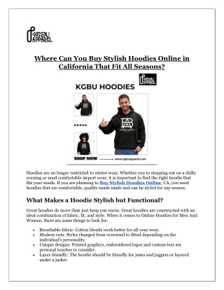 Where Can You Buy Stylish Hoodies Online in California That Fit All Seasons?
