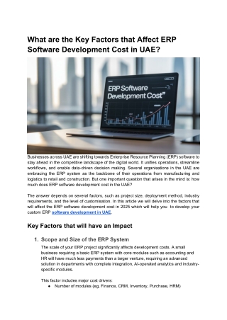 What are the Key Factors that Affect ERP Software Development Cost in UAE