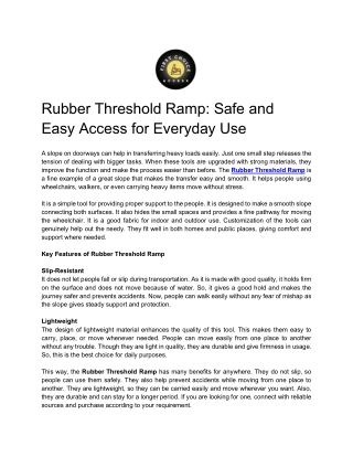 Rubber Threshold Ramp Safe and Easy Access for Everyday Use