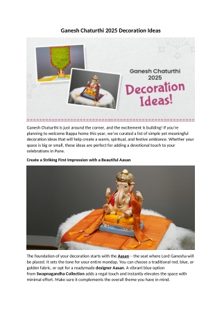 Ganesh Chaturthi 2025 Decoration Ideas