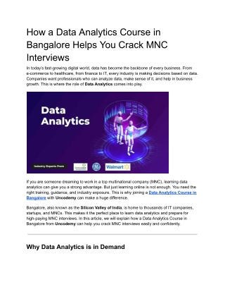 How a Data Analytics Course in Bangalore Helps You Crack MNC Interviews