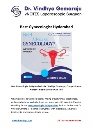 Best Gynecologist Hyderabad