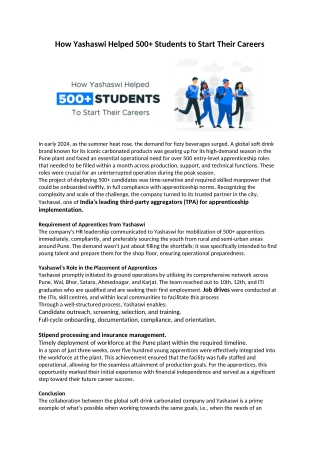 How Yashaswi Helped 500  Students to Start Their Careers