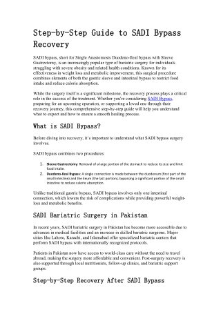 Step-by-Step Guide to SADI Bypass Recovery