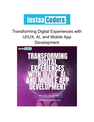 Transforming Digital Experiences with UIUX, AI, and Mobile App Development
