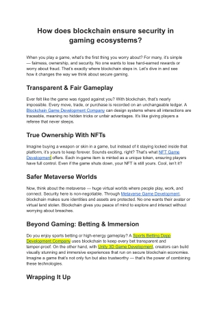 How does blockchain ensure security in gaming ecosystems