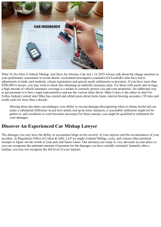 Expert Assistance For Cars And Truck Accident Claims: The Function Of Your Lawye