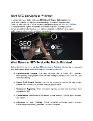 Best seo service in pakistan