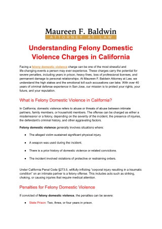 Understanding Felony Domestic Violence Charges in California