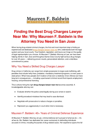 Finding the Best Drug Charges Lawyer Near Me: Why Maureen F. Baldwin is the Atto