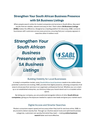 Strengthen Your South African Business Presence with SA Business Listings