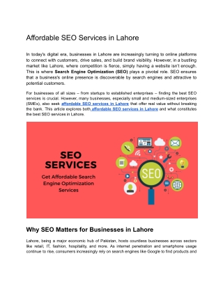 Affordable seo services in lahore
