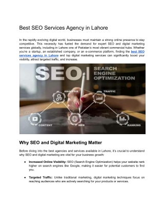 Best seo services agency in lahore