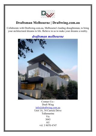 Draftsman Melbourne Draftwing.com.au