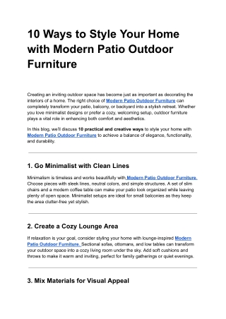10 Ways to Style Your Home with Modern Patio Outdoor Furniture