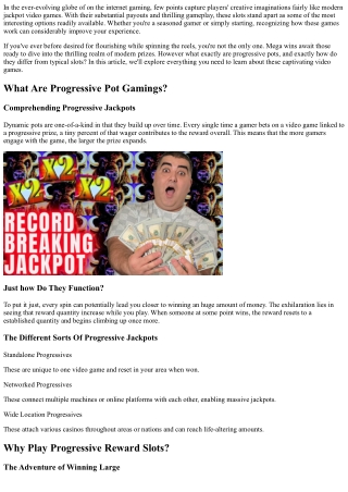 Huge  Gains Await:  Discovering the Best Progressive  Reward  Online Slots