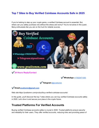 Top 7 Sites to Buy Verified Coinbase Accounts Safe in 2025