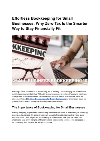 Effortless Bookkeeping for Small Businesses_ Why Zero Tax Is the Smarter Way to Stay Financially Fit