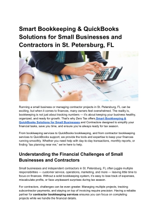 Smart Bookkeeping & QuickBooks Solutions for Small Businesses and Contractors in St