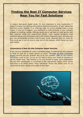 Finding the Best IT Computer Services Near You for Fast Solutions