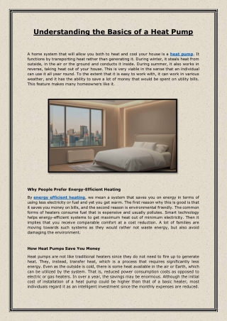 Understanding the Basics of a Heat Pump
