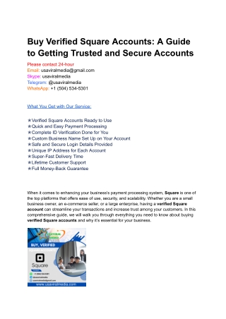 Buy Verified Square Accounts_ A Guide to Getting Trusted and Secure Accounts