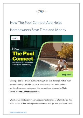 How The Pool Connect App Helps Homeowners Save Time and Money