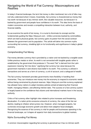 Navigating the World of Fiat Currency: Misconceptions and Realities