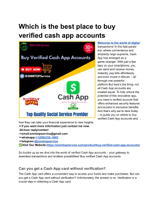 Which is the best place to buy verified cash app accounts