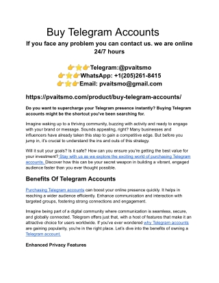 Buy Telegram Accounts